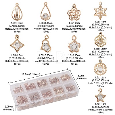 100Pcs 10 Styles Rack Plating Eco-Friendly Iron Charms IFIN-YW0001-87-1