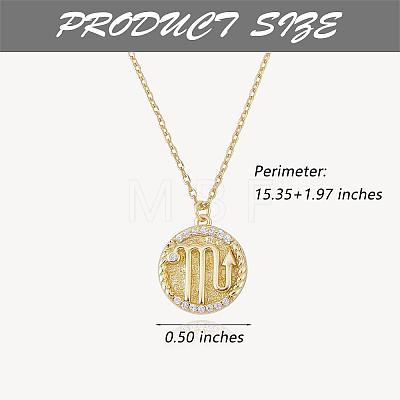 925 Sterling Silver 12 Constellation Necklace Gold Horoscope Zodiac Sign Necklace Round Astrology Pendant Necklace with Zircons Birthday Jewelry Gift for Women Men JN1089J-1
