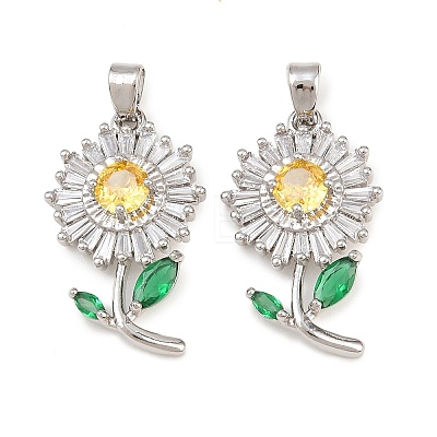 Brass Micro Pave Cubic Zirconia Pendants KK-F917-07P-1