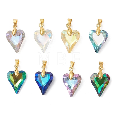 Electroplated Transparent Glass Pendants PALLOY-JF05156-01-1
