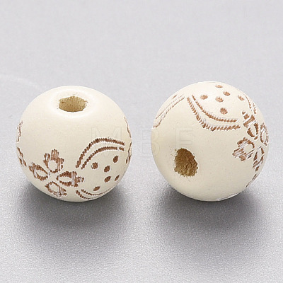 Painted Natural Wood Beads WOOD-N006-03A-09-1