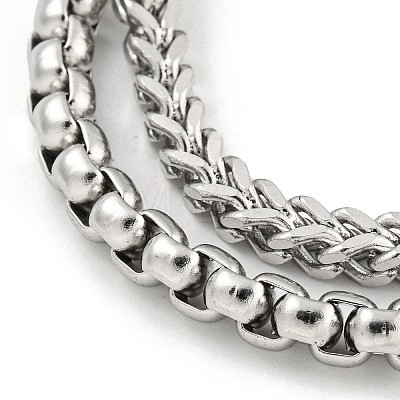 Non-Tarnish 201 Stainless Steel Multi-Strand Chains Bracelets BJEW-F473-02P-02-1