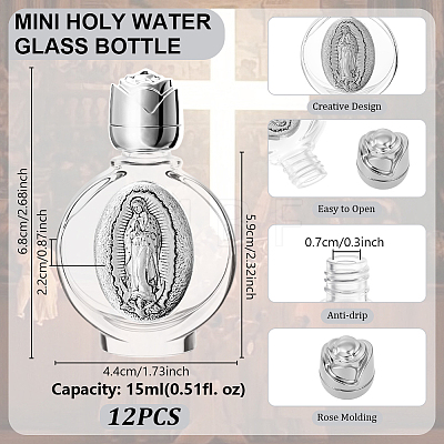 12Pcs Glass Empty Holy Water Bottles for Religious AJEW-GA0008-90A-AS-1
