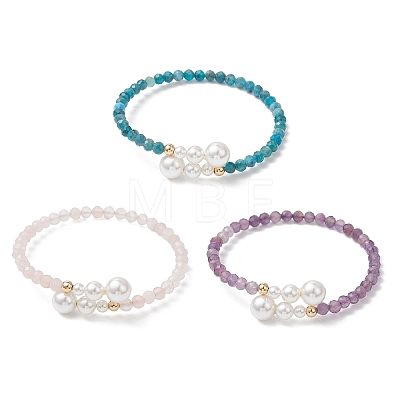 Natural Gemstone Beaded Cuff Bangles BJEW-JB13326-1