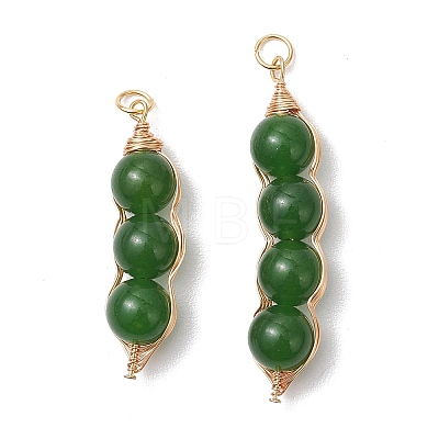 2Pcs 2 Styles Natural Dyed Taiwan Jade Copper Wire Wrapped Pendants PALLOY-JF05057-1