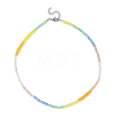 Glass Round Beaded Necklace NJEW-JN04318-1