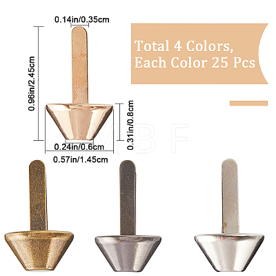 Gorgecraft 100Pcs 4 Colors Iron Brads IFIN-GF0001-34A-1