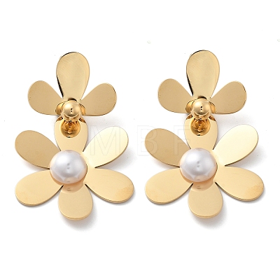 304 Stainless Steel Flower Stud Earrings for Women STAS-Z112-22G-1