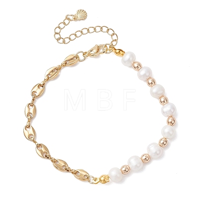 Natural Cultured Freshwater Pearl & Electroplate Non-magnetic Synthetic Hematite Beaded Bracelets for Women BJEW-JB12893-1