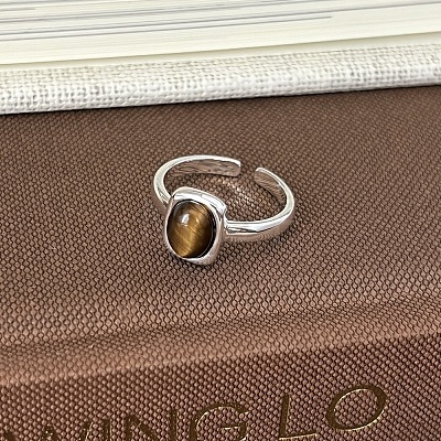 Brass with Tiger Eye Cuff Open Rings FS-WG4ACC0-04-1
