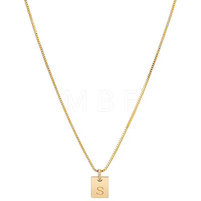 1Pc Stainless Steel Letter Rectangle Pendant Necklaces NJEW-LP0001-34S-G-1
