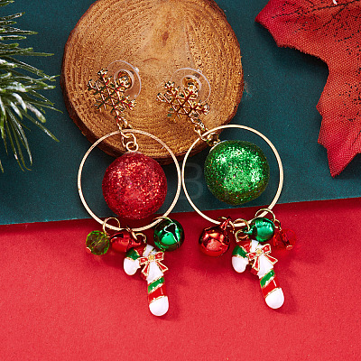 Alloy Enamel Dangle Stud Earrings FS-WG05549-02-1