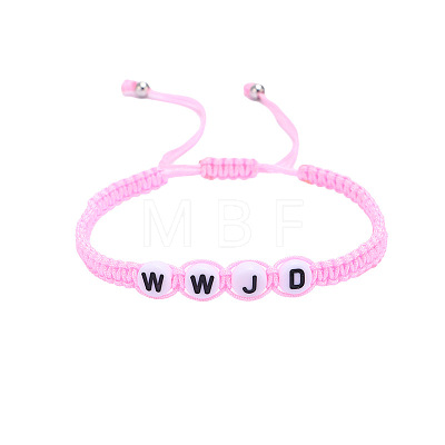 Adjustable Unisex Letter WWJD Acrylic Braided Bead Bracelets RA5830-2-1