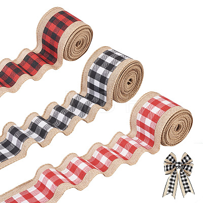 Cheriswelry 3Roll 3 Style Polyester & Hemp Ribbon OCOR-CW0001-02-1