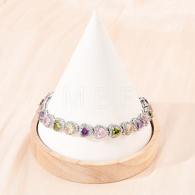 Platinum Tone Brass Micro Pave Cubic Zirconia Tennis Bracelets BJEW-B160-03P-03-1
