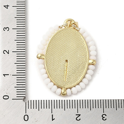 Brass Pave Shell Pendants KK-I708-01A-G-1