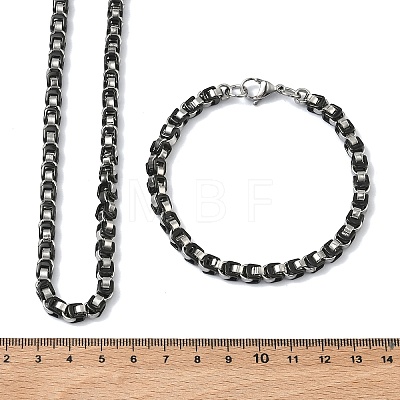 201 Stainless Steel Box Chain Necklaces & Chain Bracelets SJEW-G087-04P-1