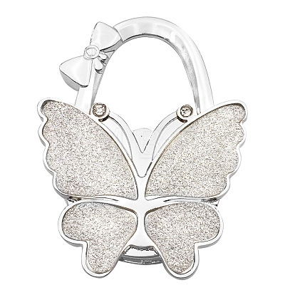 Glitter Butterfly Zinc Alloy Crystal Rhinestone Bag Hanger BAGH-F001-A09-1