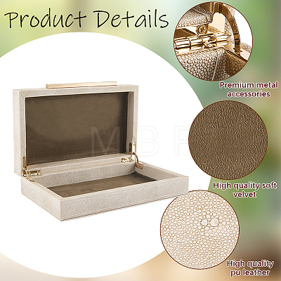 1Pc Wood Covered with PU Leather Jewelry Storage Boxes with Golden Tone Iron Findings CON-CN0001-24-1