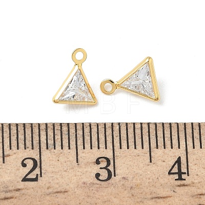 Brass Micro Pave Cubic Zirconia Triangle Charms KK-Z136-29G-01-1