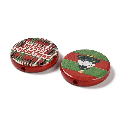 Christmas Printed Opaque Acrylic Beads OACR-D316-02C-01-1