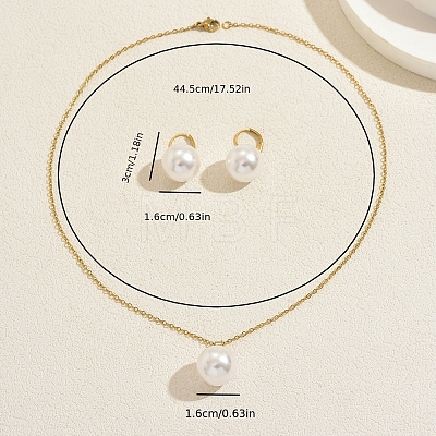 Women's Stainless Steel & Imitation Pearl Earrings & Pendant Necklaces Sets GB5667-1