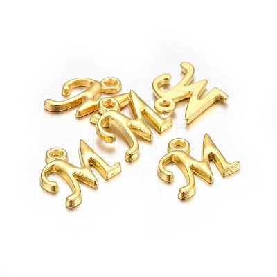 Golden Plated Alloy Letter Pendants PALLOY-J718-01G-M-1