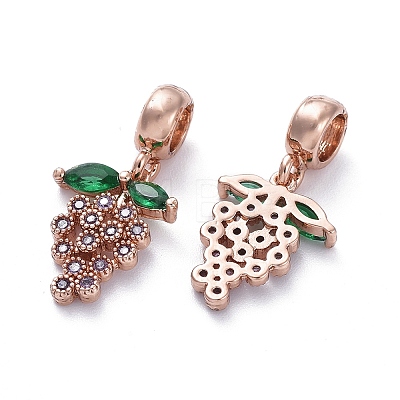 Brass Micro Pave Cubic Zirconia European Dangle Charms LS-ZIRC-F074-05RG-1