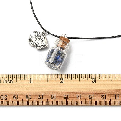3Pcs 3 Styles Natural & Synthetic Mixed Gemstone Chips Wish Bottle Pendant Necklaces Set NJEW-FZ00013-1