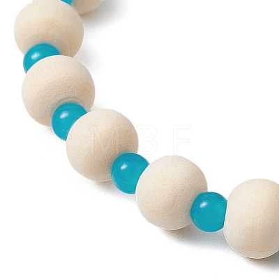 3 Pcs Synthetic Turquoise & Wood & Glass Beaded Stretch Bracelets for Boys Girls BJEW-JB11125-1