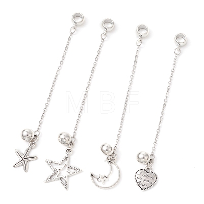 4Pcs 4 Styles 304 Stainless Steel European Safety Chains PALLOY-JF04772-1