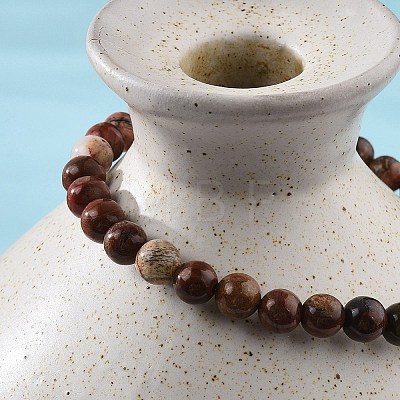 Natural Red Jasper Bead Stretch Bracelets BJEW-K212-A-012-1