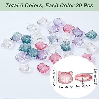  120Pcs 6 Colors Transparent Glass Beads GLAA-NB0001-46-1