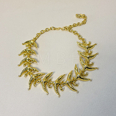 Alloy Crystal Rhinestone Bird Link Chain Necklaces for Women WG64E2E-02-1