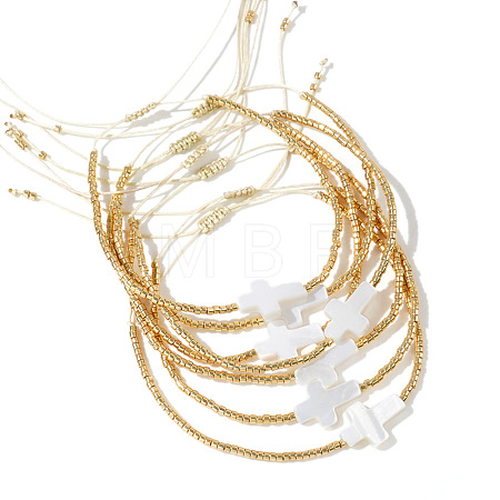 7Pcs Glass Seed Bead Braided Bead Bracelet Set CF1875-2-1