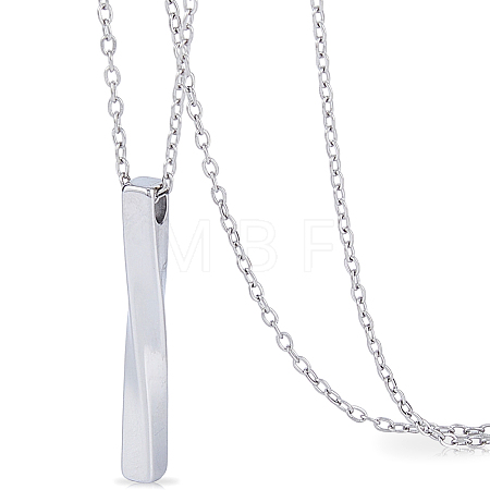 304 Stainless Steel Twisted Rectangle Pendant Urn Ashes Necklaces NJEW-WH0036-029P-1