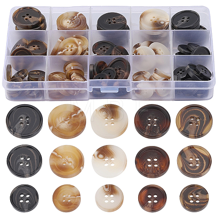 110Pcs 15 Styles Resin Button BUTT-CY0001-41-1