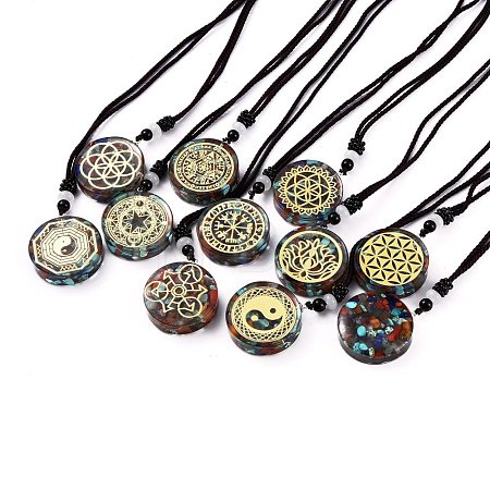 Orgonite Chakra Necklaces NJEW-P253-B-1