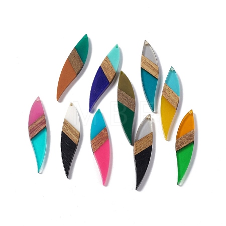 Opaque Resin & Walnut Wood Big Pendants RESI-M027-08-1