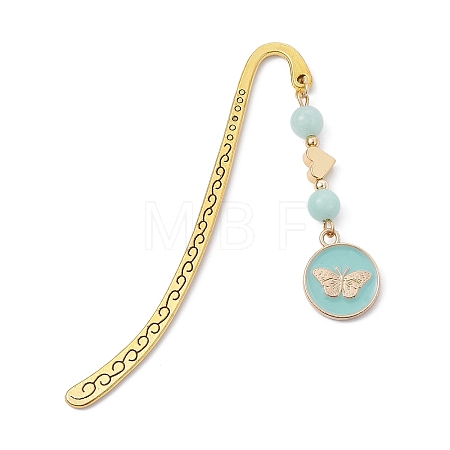 Dyed Natural Malaysia Jade Imitation Amazonite Bookmarks AJEW-JK00271-05-1