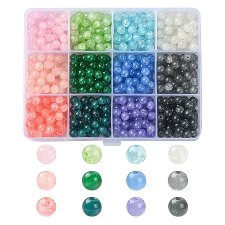 840Pcs 12 Colors Baking Paint Crackle Glass Bead Strands DGLA-YW0001-10-1