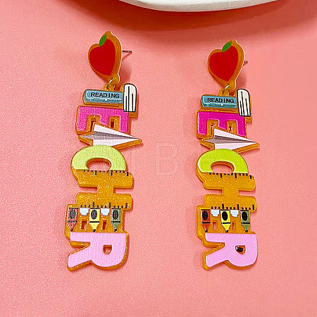 Teachers' Day Printed Acrylic Stud Dangle Earrings for Women WGAB7A7-01-1