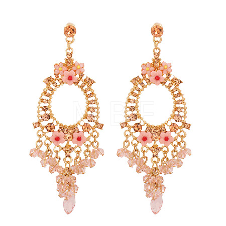 Oval Alloy Rhinestone Chandelier Earrings FS-WG8D144-03-1