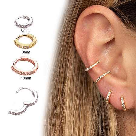 Brass Micro Pave Clear Cubic Zirconia Hoop Cartilage Earrings WG0AF68-01-1