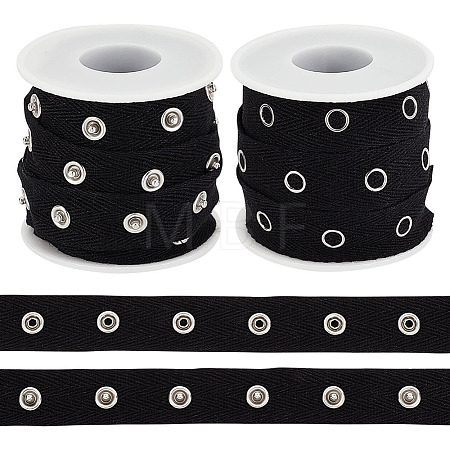 5 Yards Alloy Snap Button Tape Trim Polyester Ribbons DIY-OC0011-27B-1