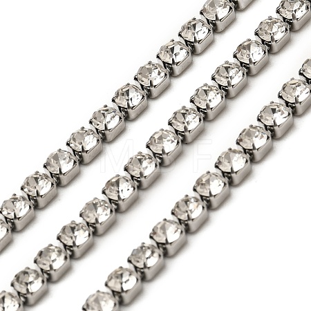 304 Stainless Steel Rhinestone Cup Chains CHS-B015-01P-1