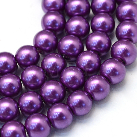 Baking Paint Pearlized Glass Pearl Round Bead Strands HY-Q003-10mm-37-1