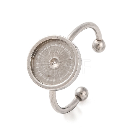 Non-Tarnish 304 Stainless Steel Open Cuff Ring Components STAS-S134-01P-04-1
