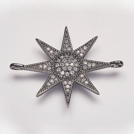 Brass Micro Pave Cubic Zirconia Links X-ZIRC-P049-17B-1
