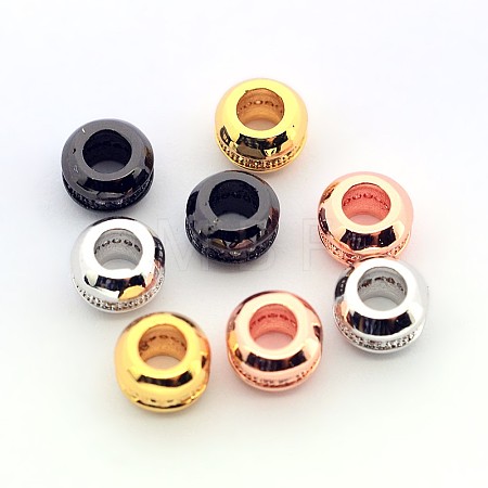 Brass Micro Pave Cubic Zirconia Rondelle Beads ZIRC-N002-19M-1